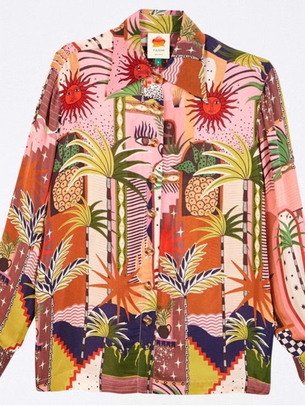 FARM Rio Mystic City Pajama Shirt in Multi XS NWOT